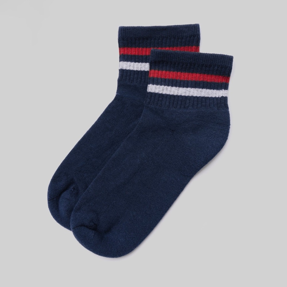 AMERICAN TRENCH KENNEDY QUARTER CREW SOCKS NAVY OS UNISEX NWT